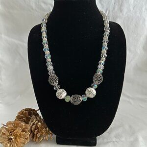 Handmade with crystal glass, shiny roundelles, large beautiful beads